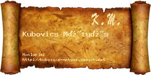 Kubovics Mátyás névjegykártya
