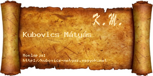 Kubovics Mátyás névjegykártya
